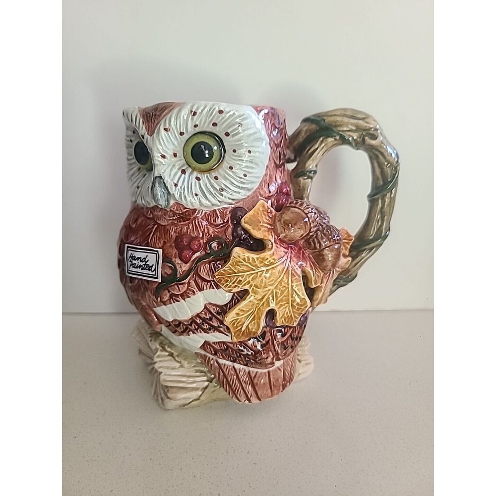 Vintage 1994 Fitz And Floyd Autumn Woods Figural Mugs HTF 5" Owl Fall Acorn